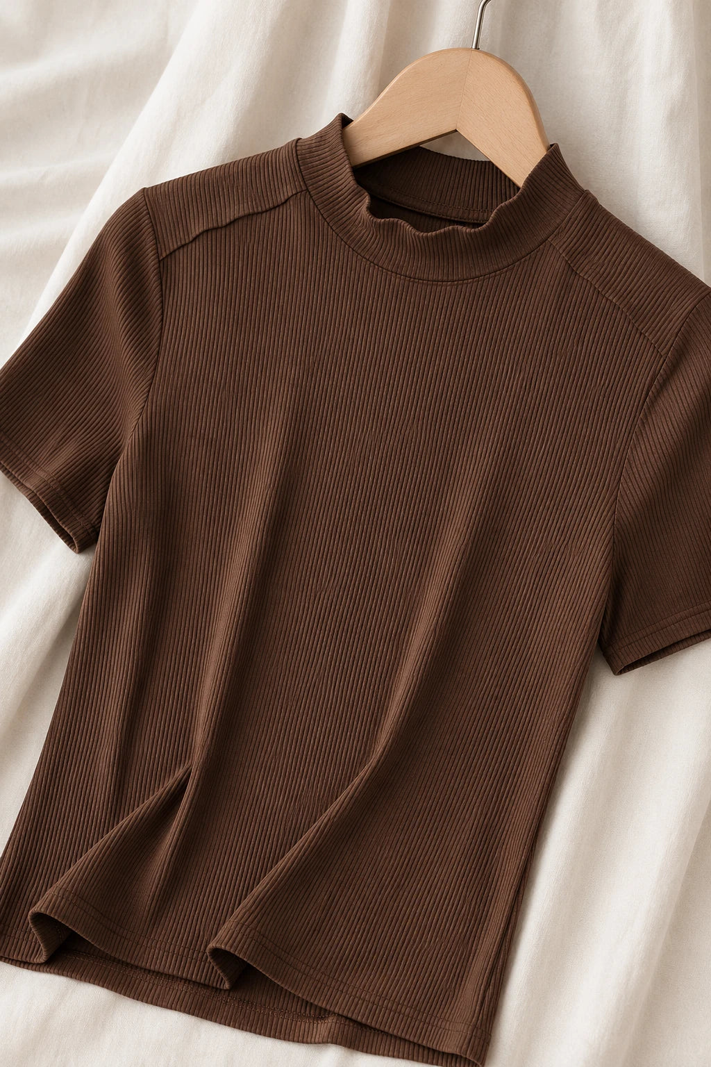 Blusa Malha Canelada que Estica Emília Marrom