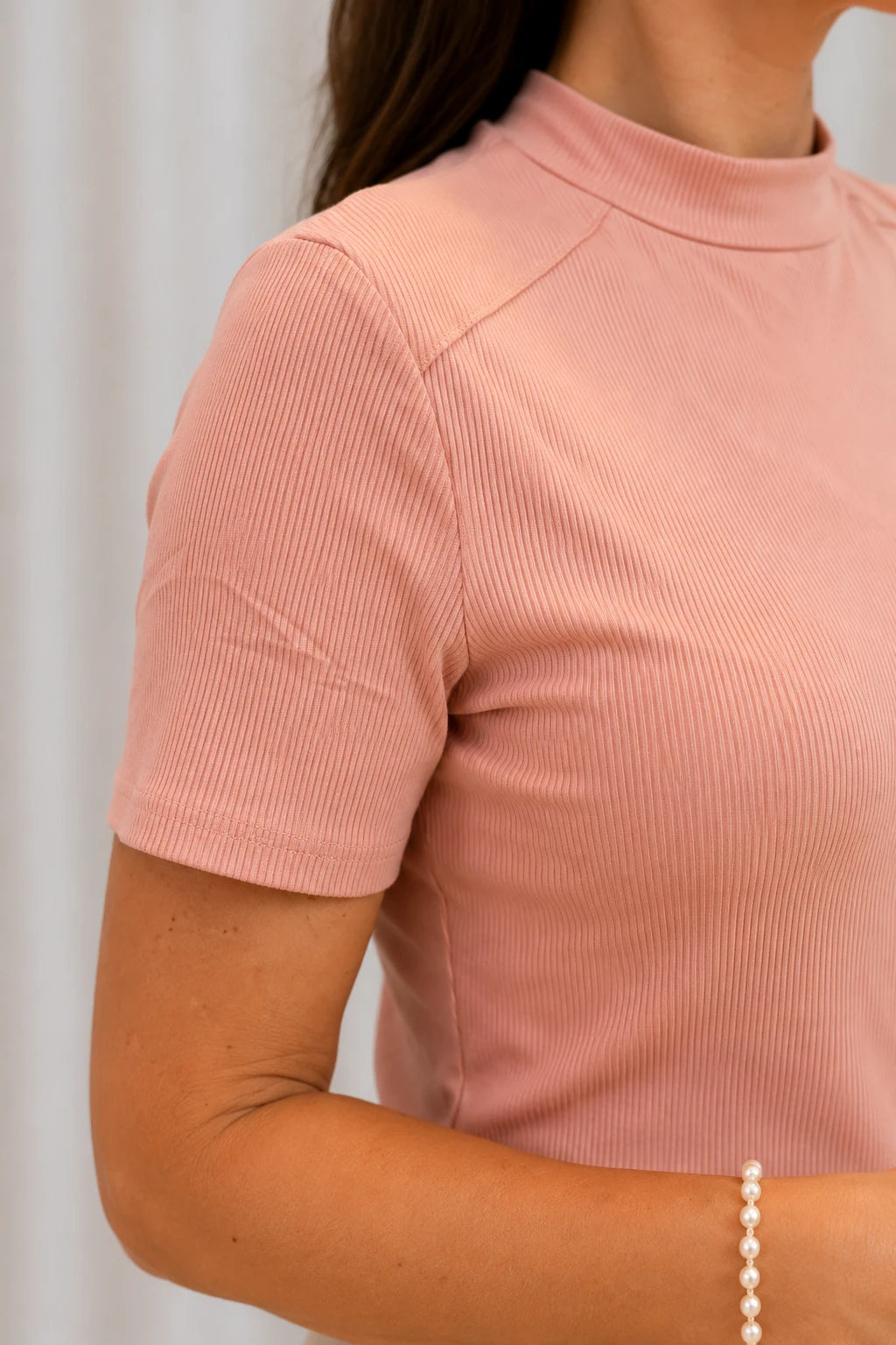 Blusa Malha Canelada que Estica Emília Rosa