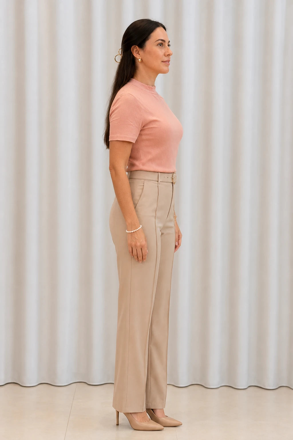 Blusa Malha Canelada que Estica Emília Rosa