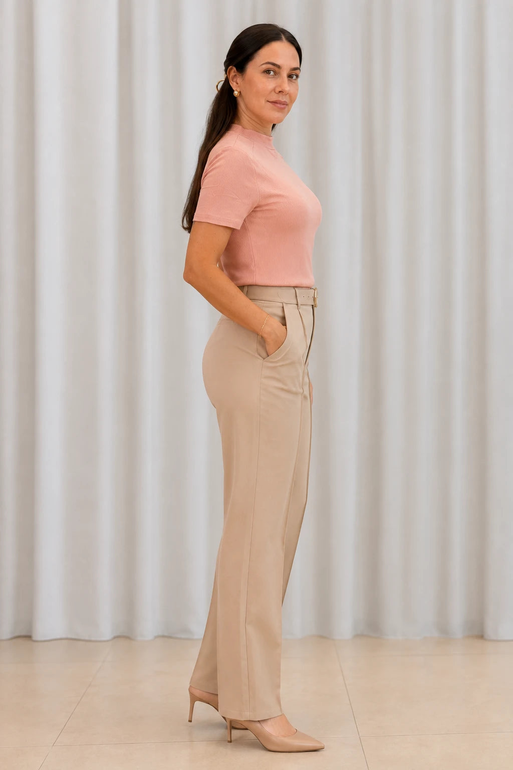 Blusa Malha Canelada que Estica Emília Rosa