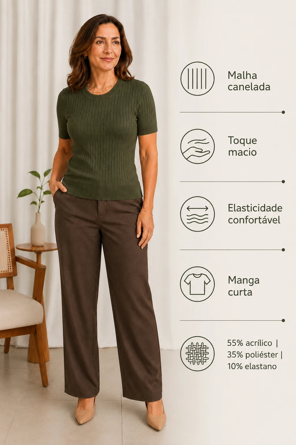 Blusa Modal Confortável Eva Verde