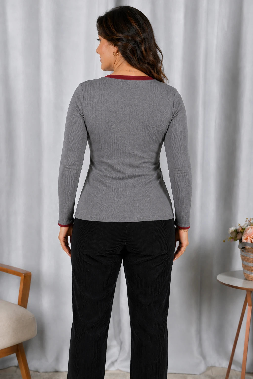 Blusa Cotton Lycra Confortável Helena Cinza