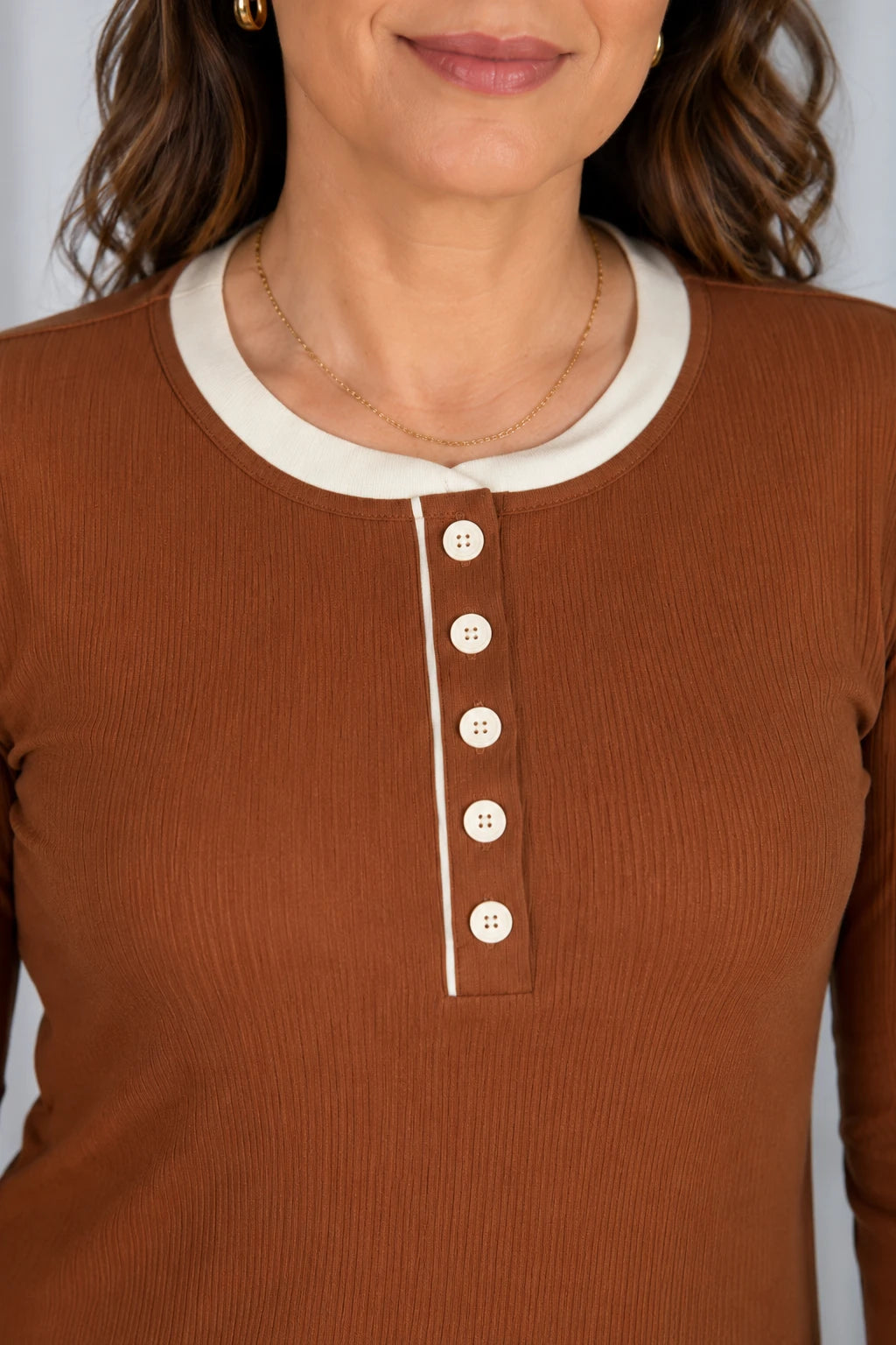 Blusa Cotton Lycra Confortável Helena Marrom