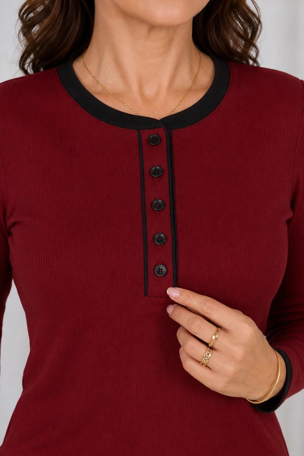 Blusa Cotton Lycra Confortável Helena Marsala