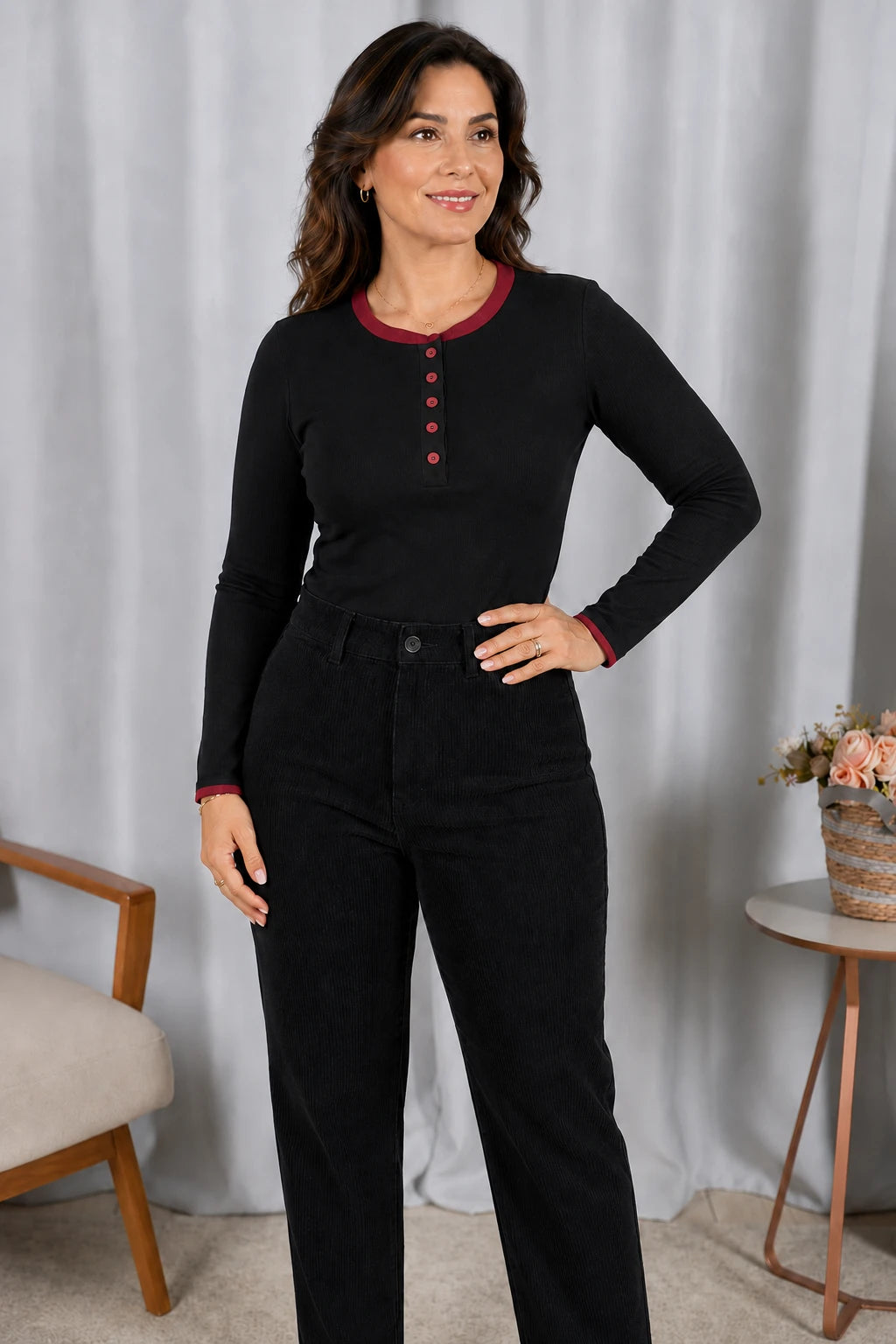 Blusa Cotton Lycra Confortável Helena Preta