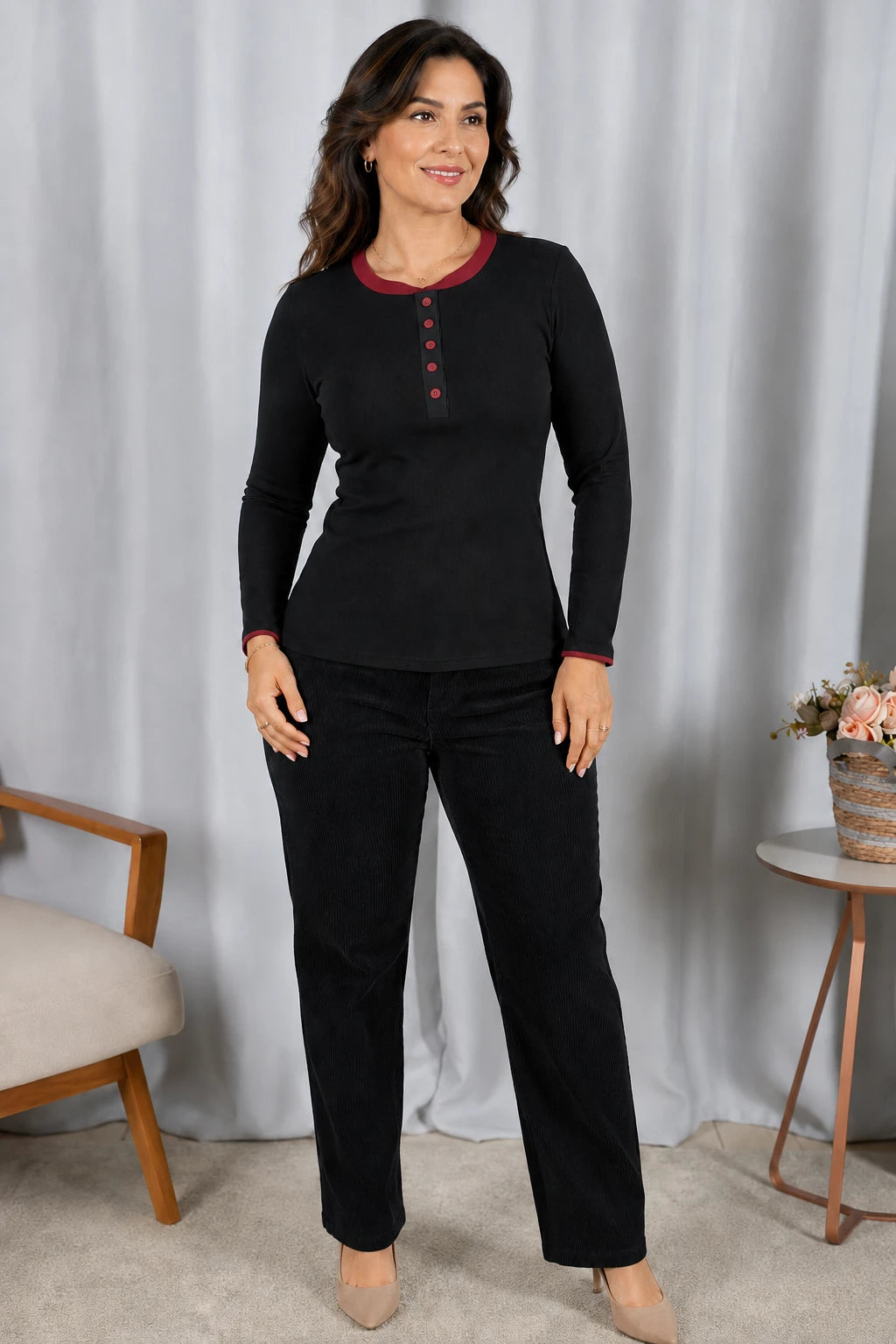 Blusa Cotton Lycra Confortável Helena Preta