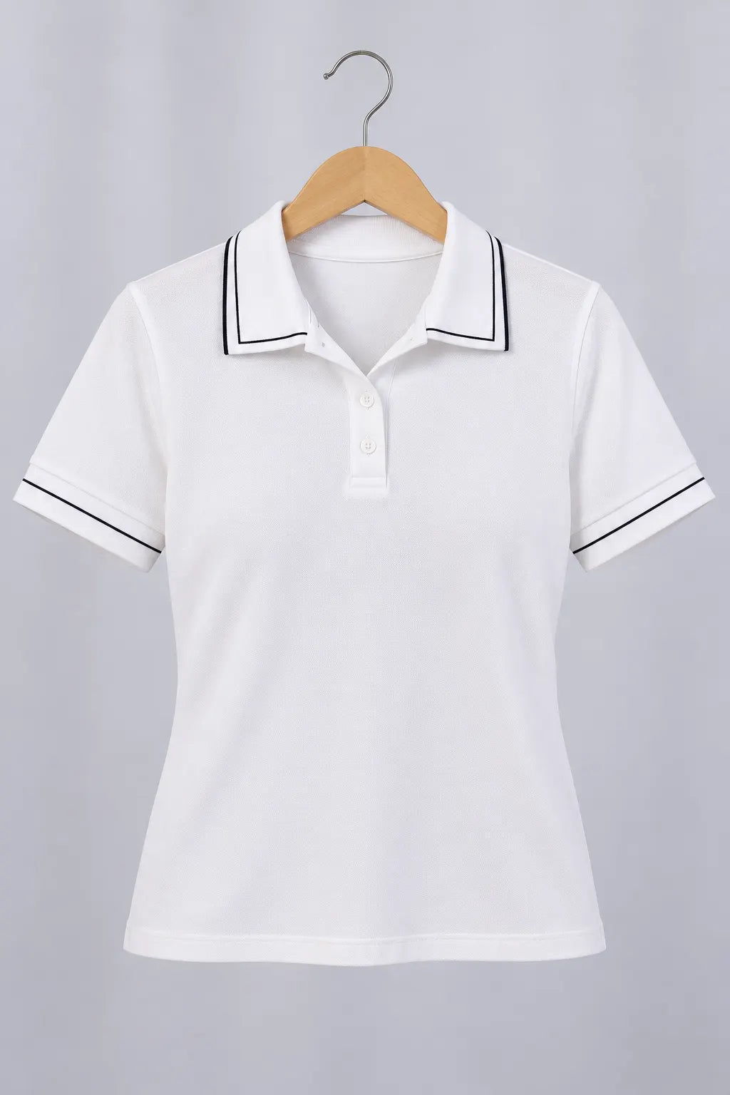 Blusa Manga Curta em Cotton Lycra com Gola Camisa Ilana Branca