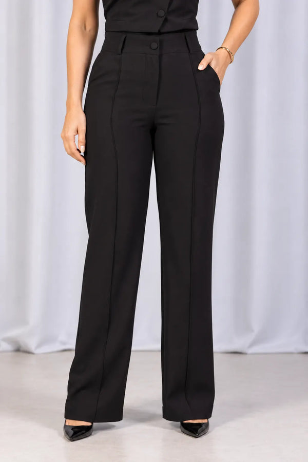 Calça Corte Reto em Crepe Confort Juliane Preta