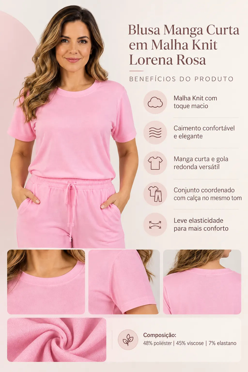 Blusa Manga Curta em Malha Knit Lorena Rosa — lorena rosa b (3).webp