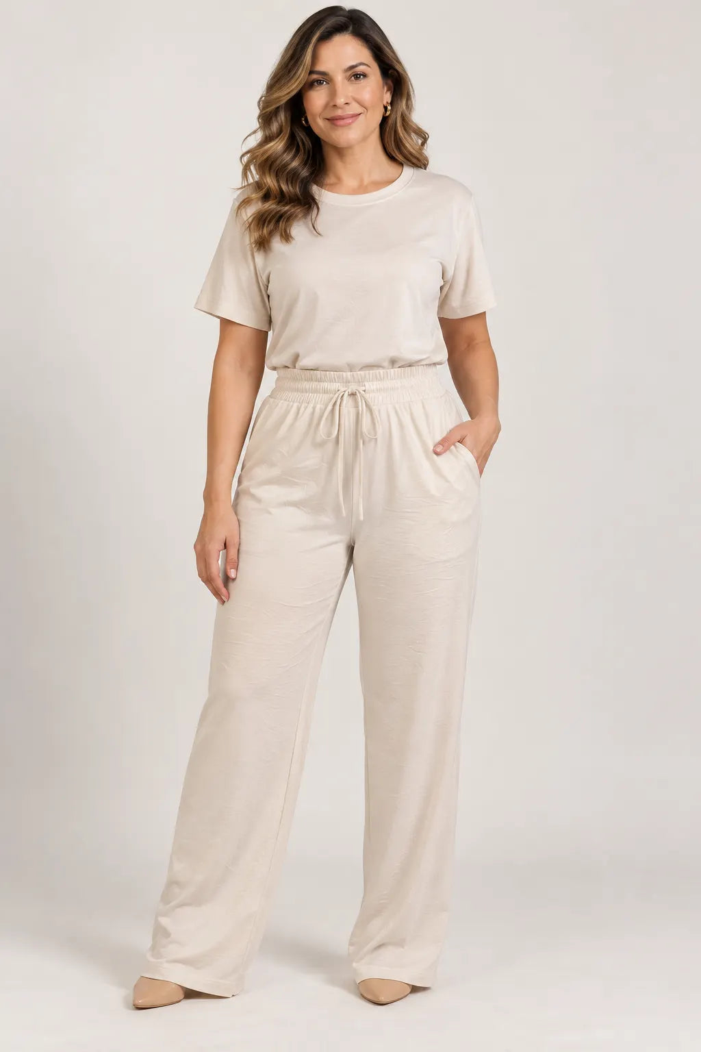 Blusa Manga Curta em Malha Knit Lorena Creme — lorena creme b (6).webp