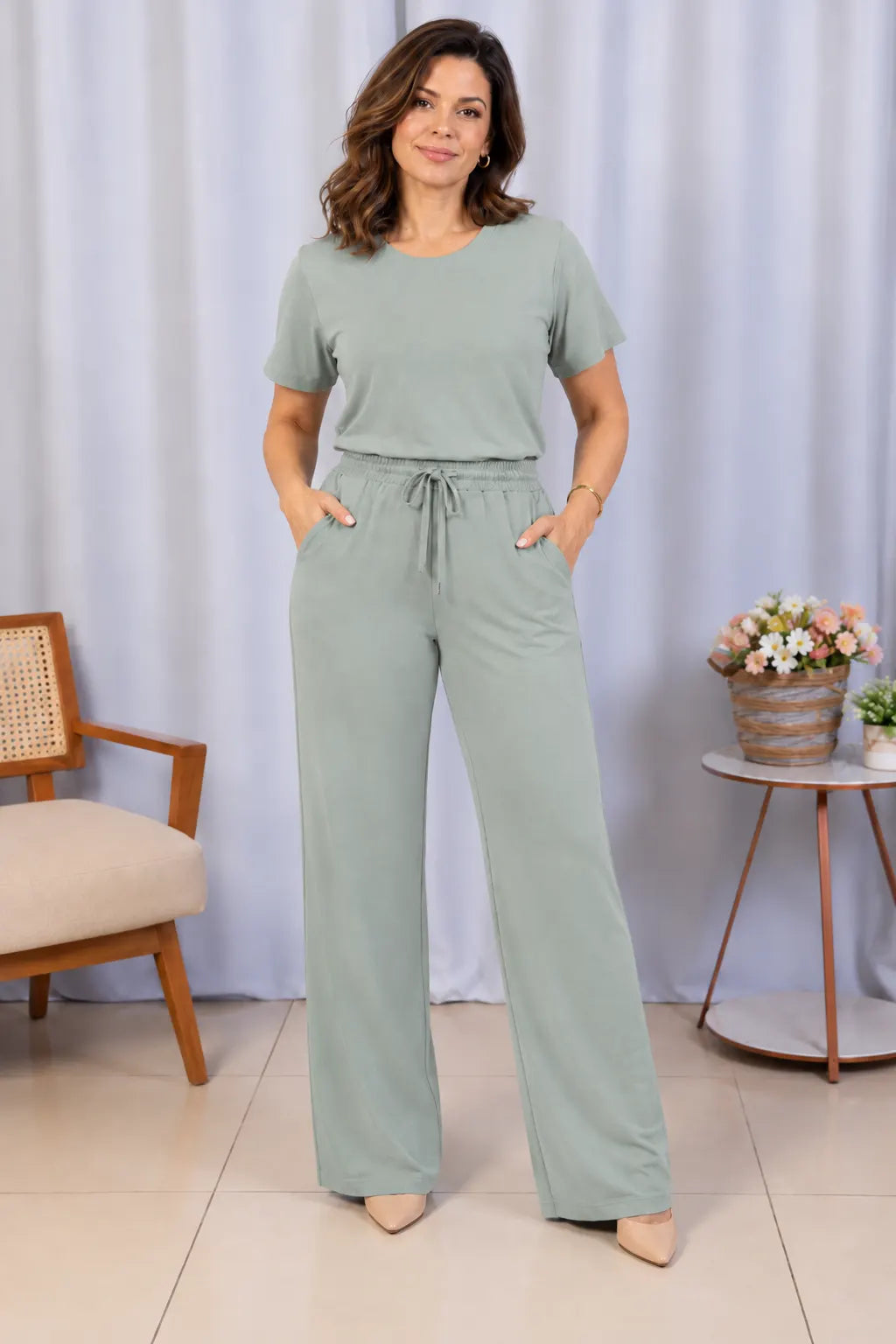 Calça Corte Reto em Malha Knit Lorena Verde — lorena verde c (10).webp