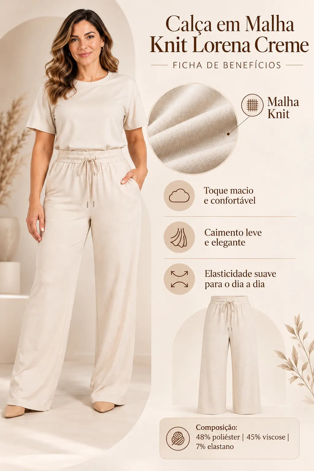Calça Corte Reto em Malha Knit Lorena Creme — lorena creme c (9).webp