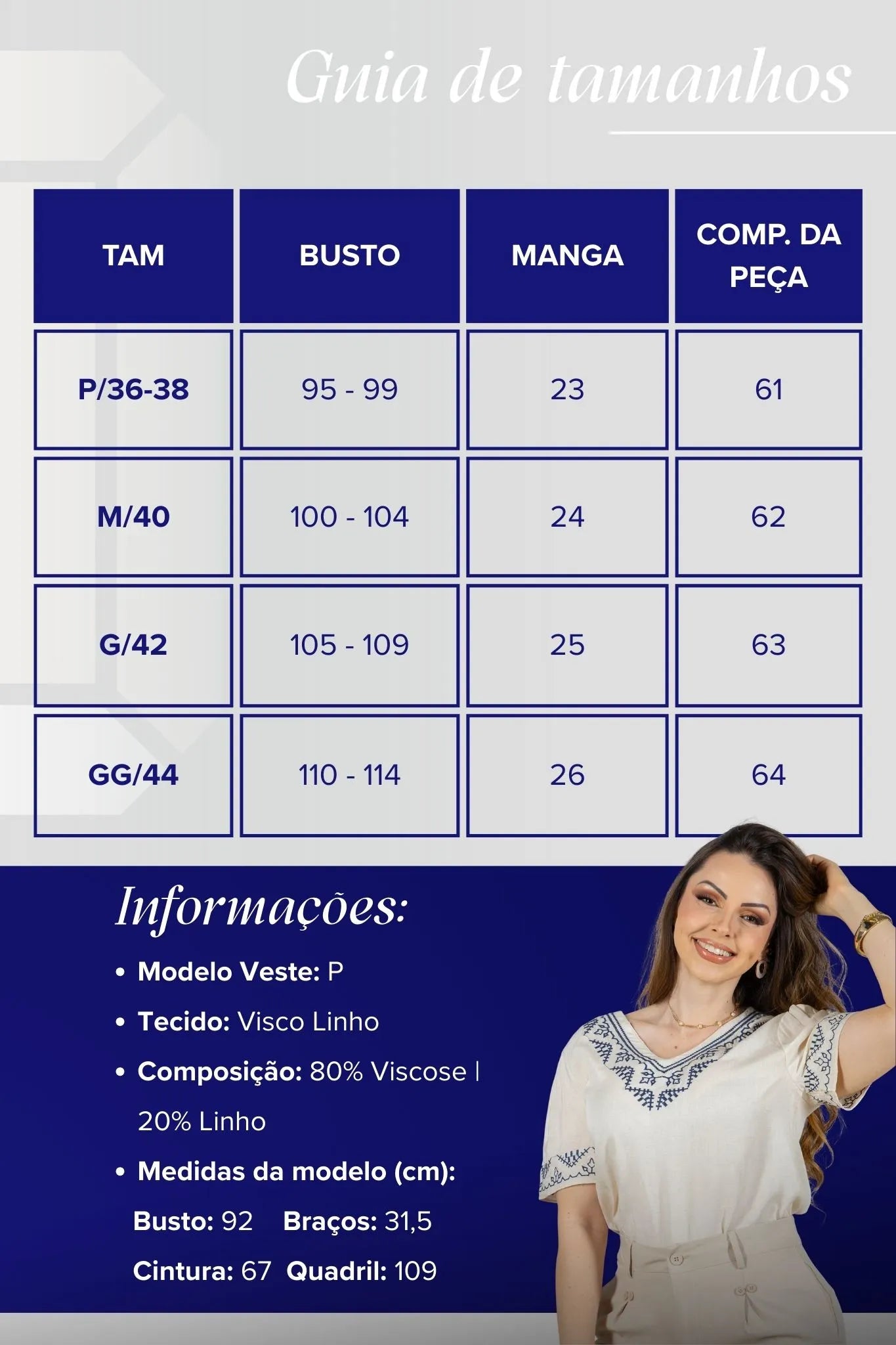 Blusa Manga Curta Detalhe Colo Bordado Visco Linho Jaqueline Creme