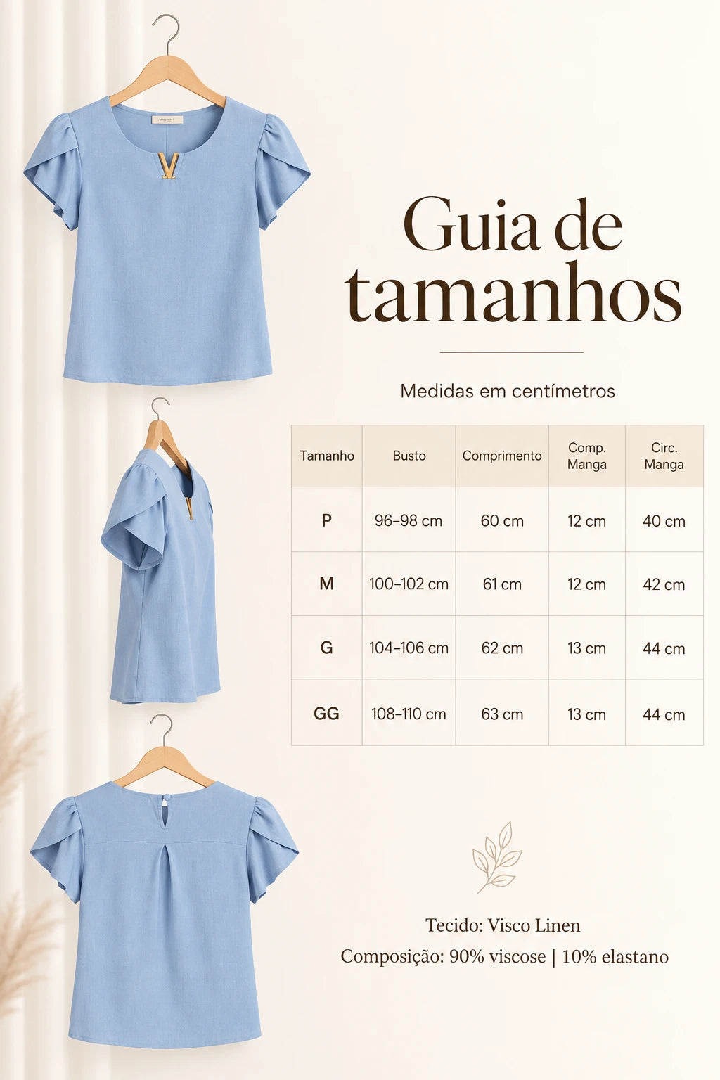 Blusa Manga Curta Transpassada Decote V Laiara Azul