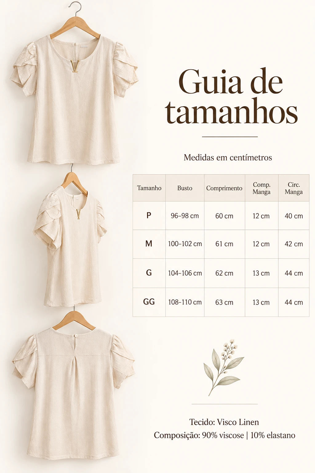 Blusa Manga Curta Transpassada Decote V Laiara Creme