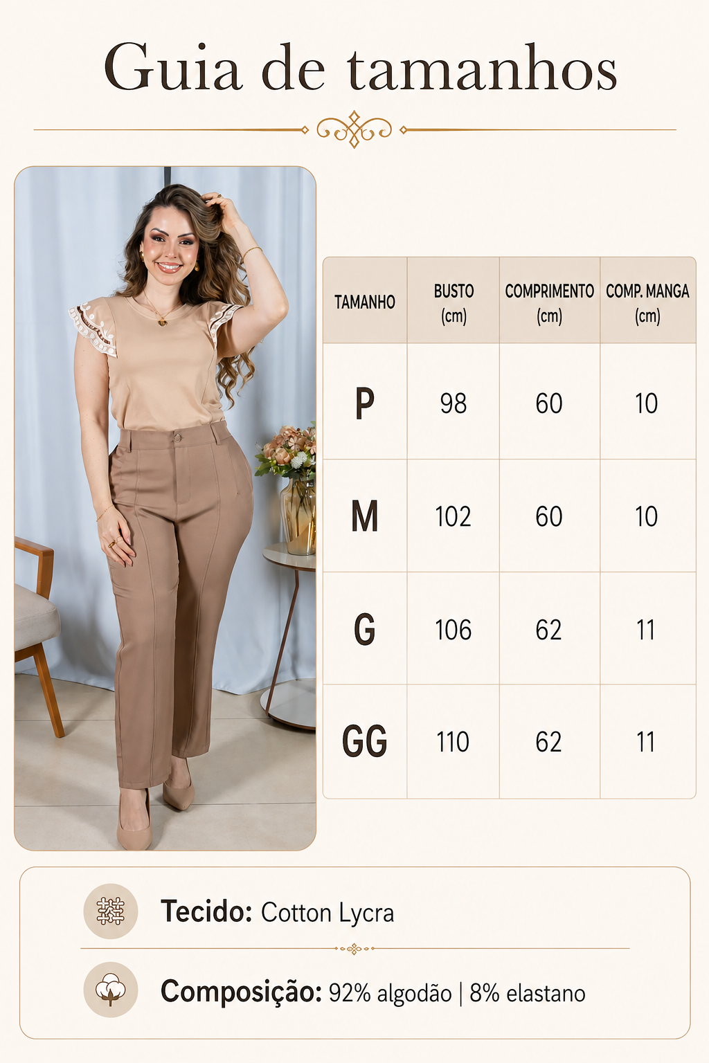 Blusa Cotton Lycra Muscle com Bordado Delicado Laís Bege