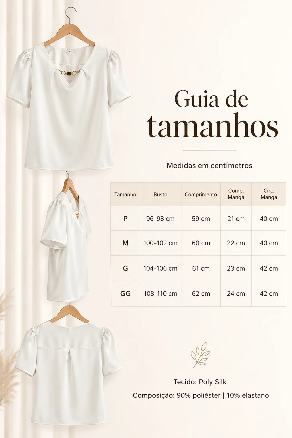 Blusa Manga Curta Poly Silk Detalhe Colo Lauane Branca