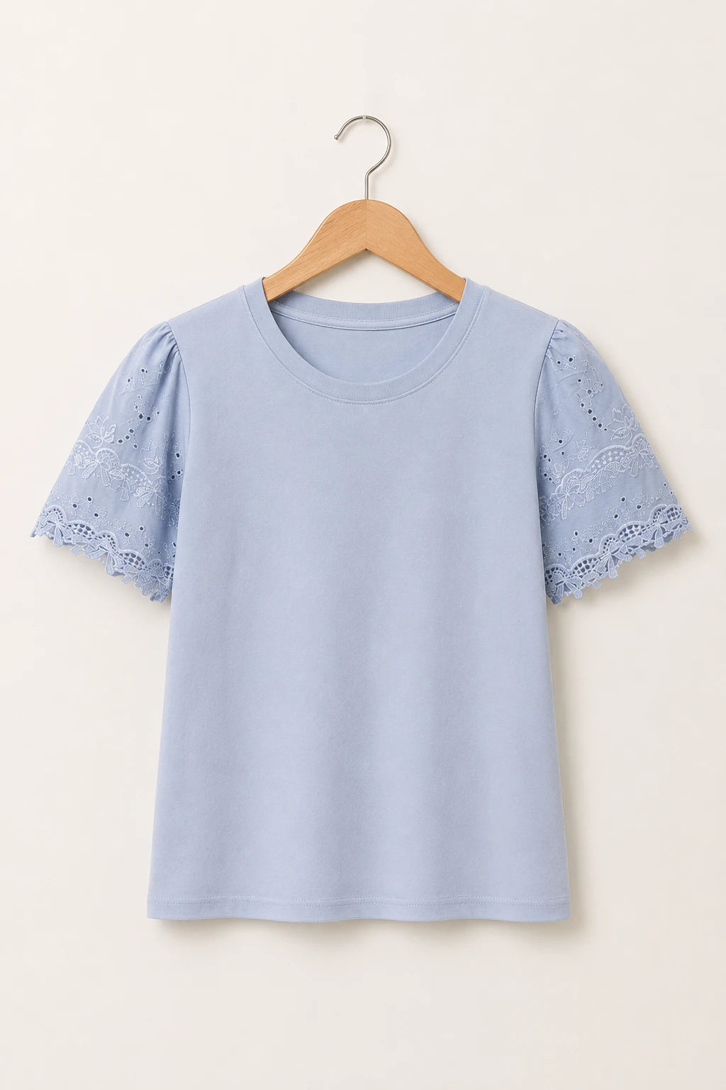 Blusa Cotton Lycra com Manga Delicada Leia Azul