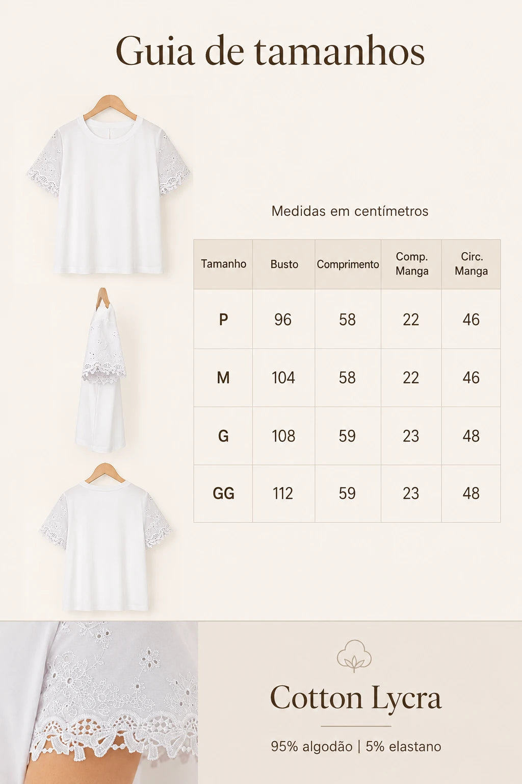 Blusa Cotton Lycra com Manga Delicada Leia Branca