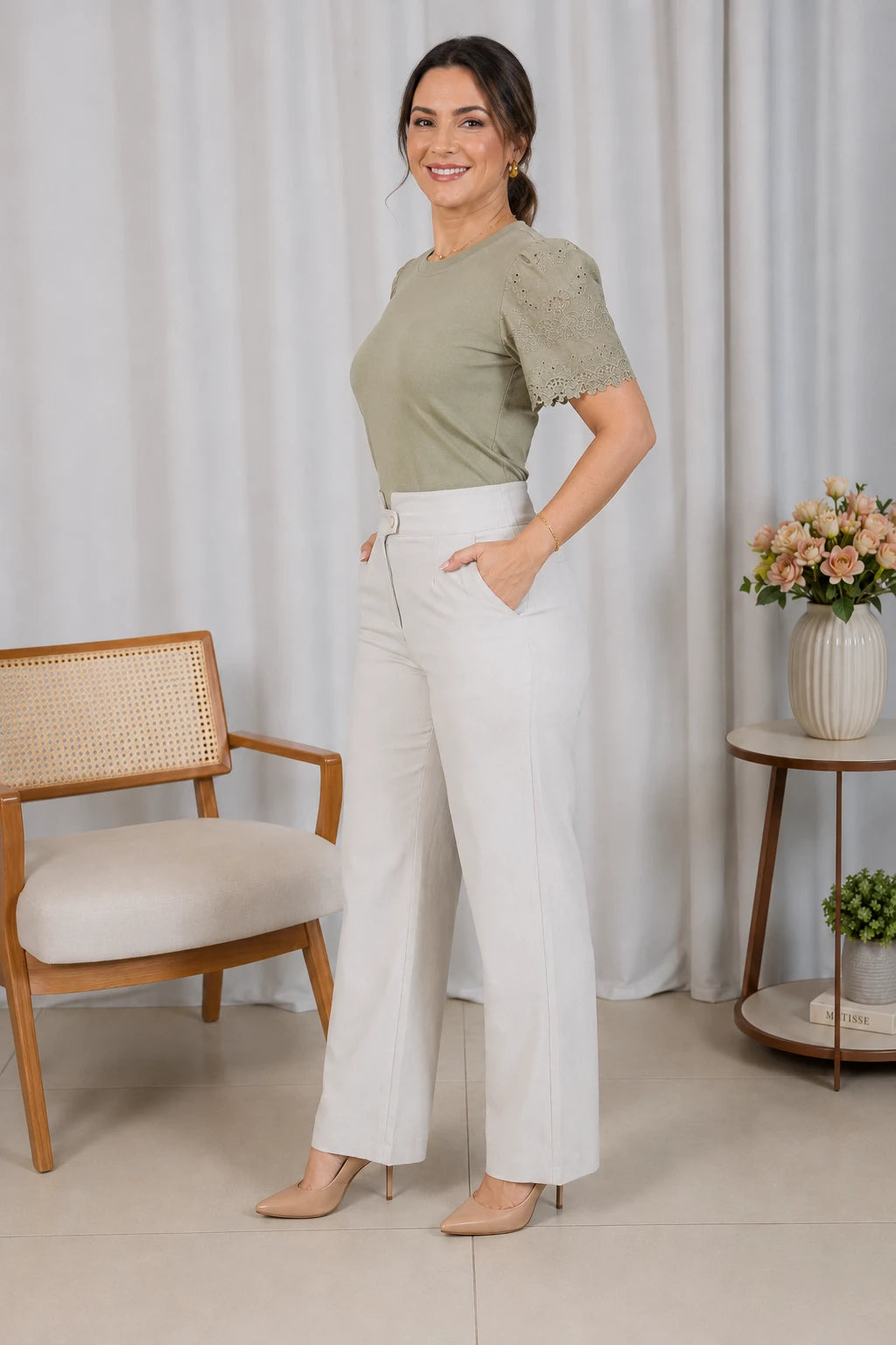 Blusa Cotton Lycra com Manga Delicada Leia Verde