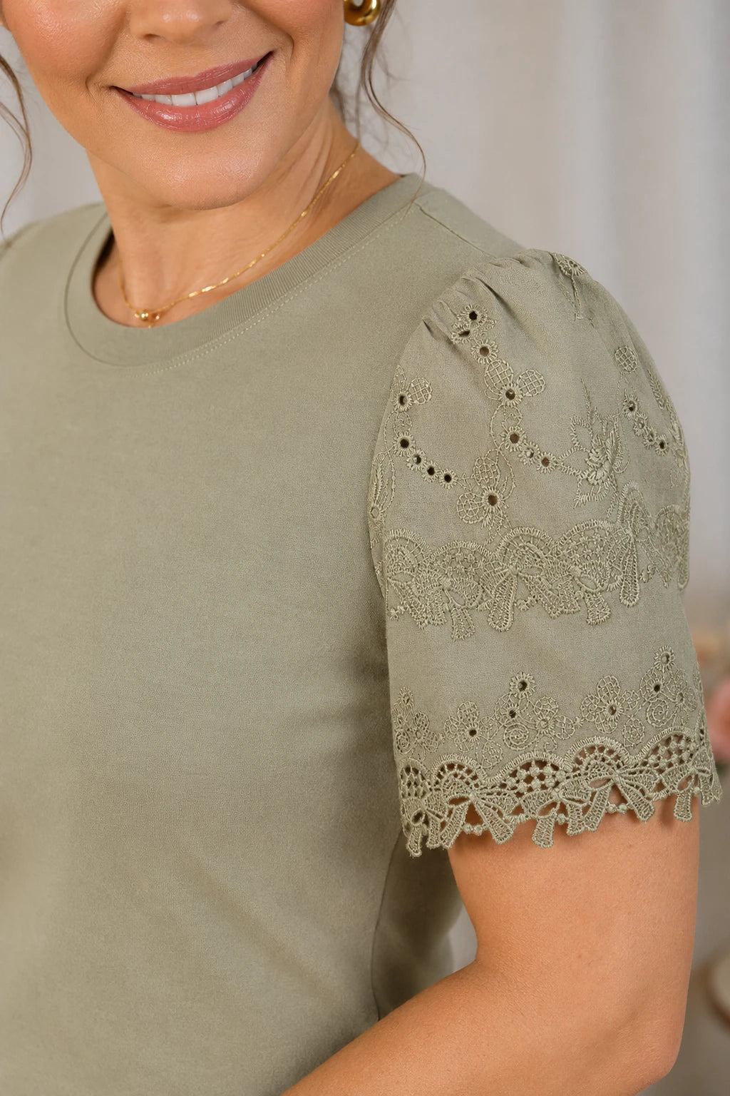 Blusa Cotton Lycra com Manga Delicada Leia Verde