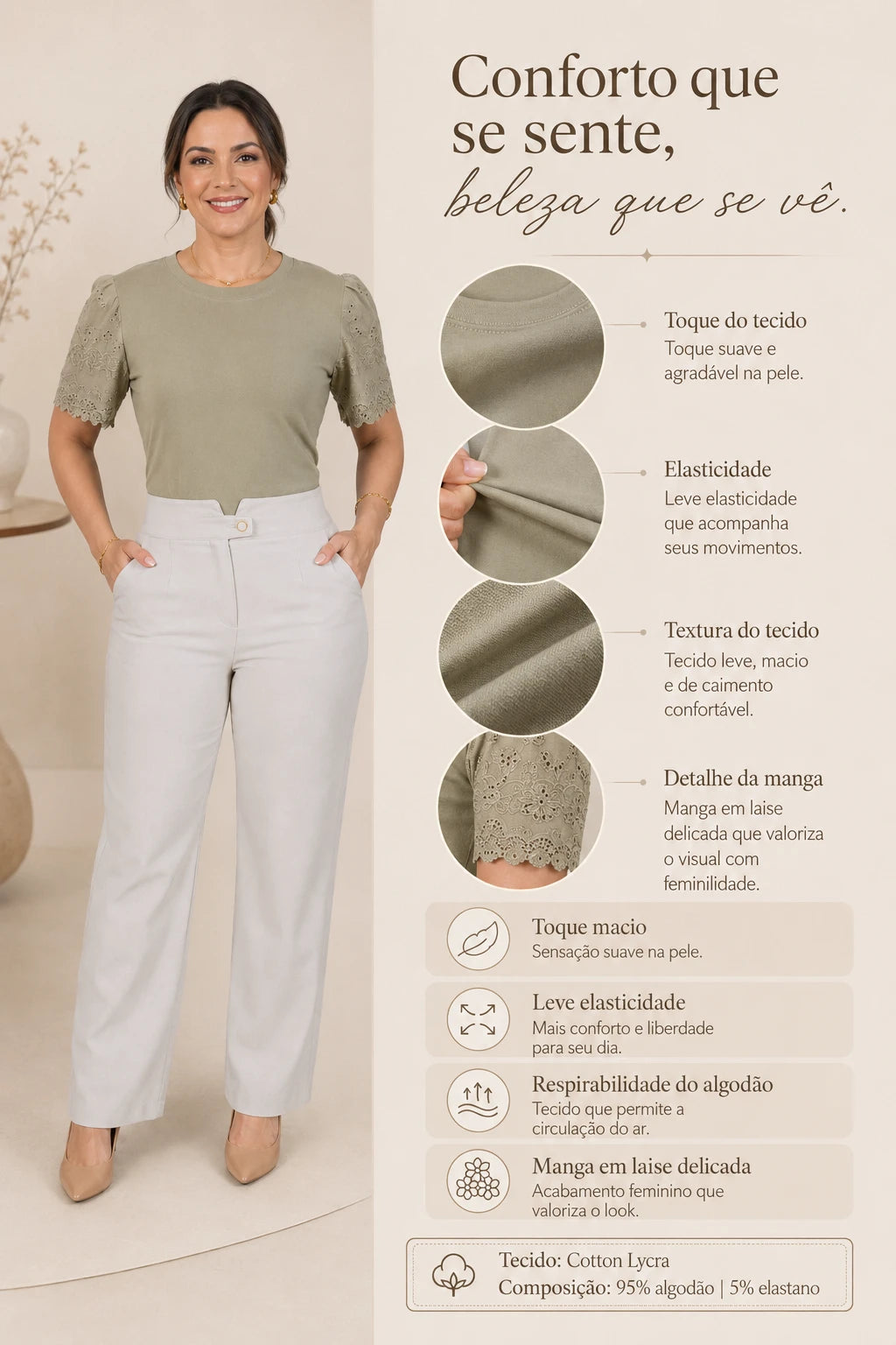 Blusa Cotton Lycra com Manga Delicada Leia Verde