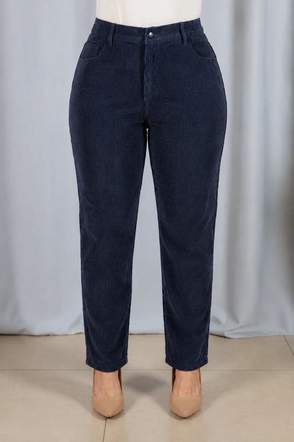 Calça Cotelê Corte Reto Lupita Azul Marinho