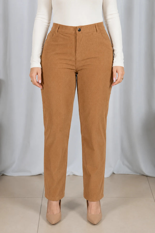 Calça Cotelê Corte Reto Lupita Caramelo