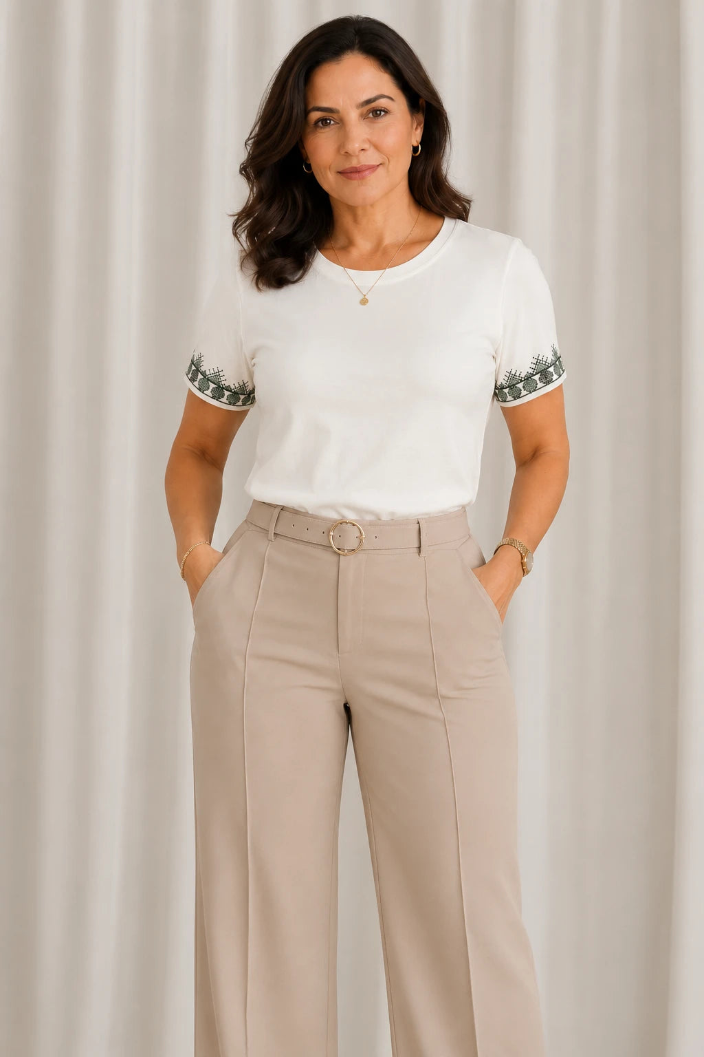 Blusa Cotton Lycra com Bordado Delicado Mariana Branca