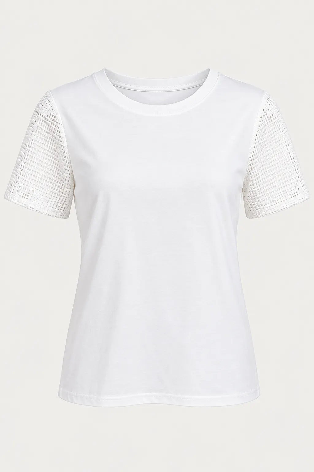 Blusa em Cotton Lycra com Manga Trabalhada em Renda Naiara Branca