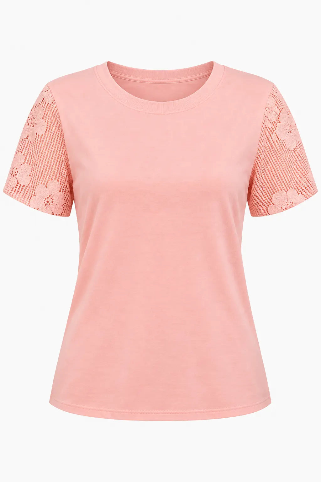 Blusa em Cotton Lycra com Manga Trabalhada em Renda Naiara Rosa