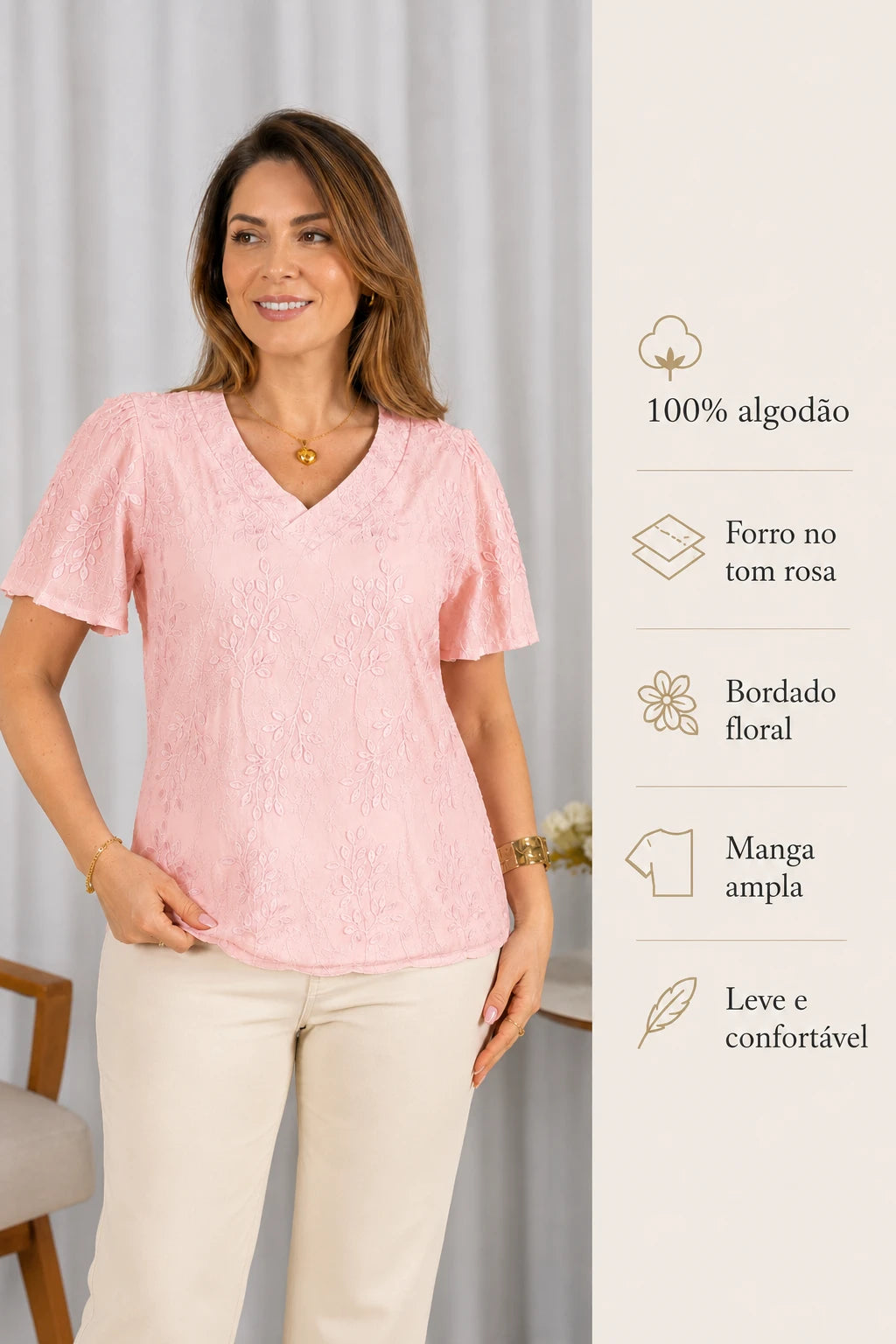 Blusa Laise Leve e Respirável Natália Rosa