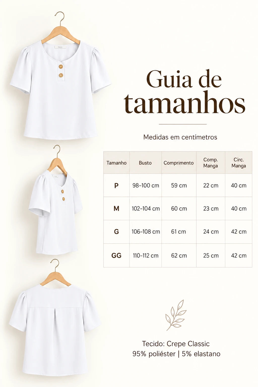 Blusa Em Crepe Classic Detalhe Botão Natani Branca