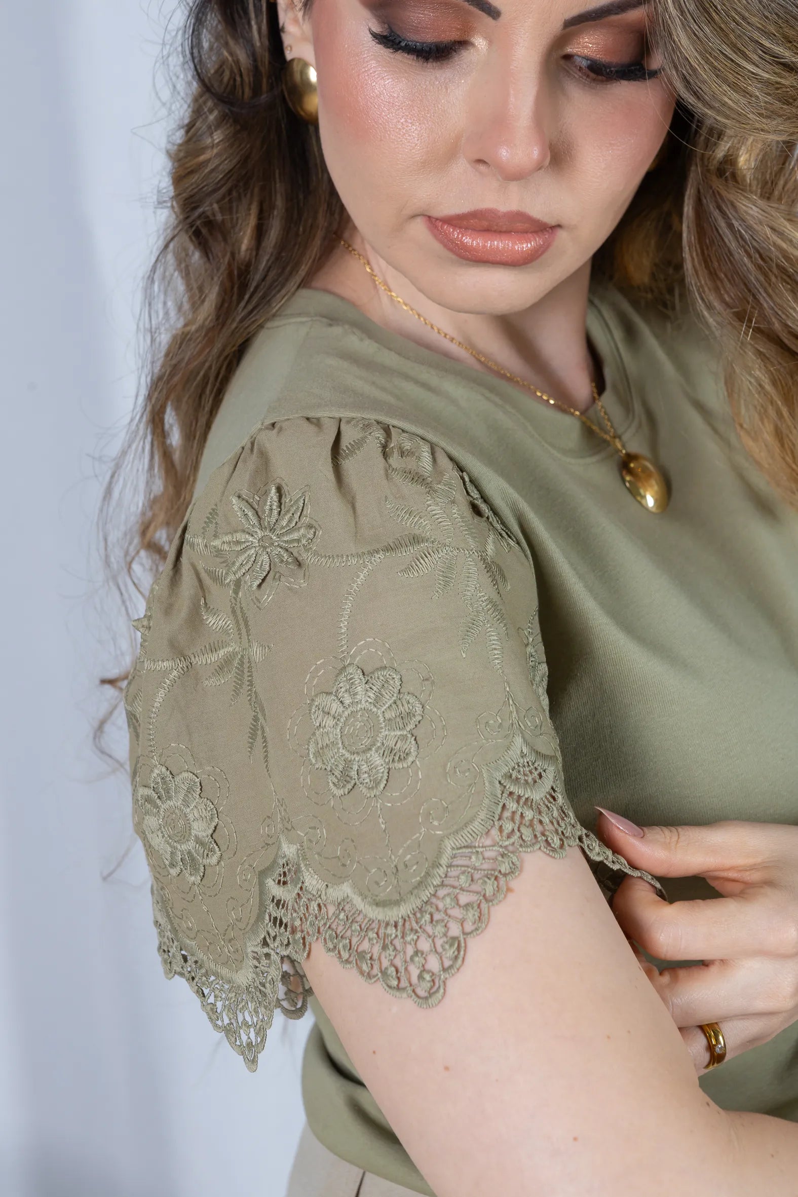 Blusa Cotton Lycra com Manga Delicada Aline Verde