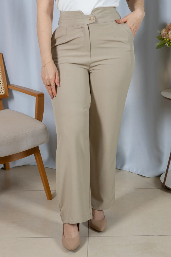 Calça Corte Reto Cós Alto Luciana Caqui