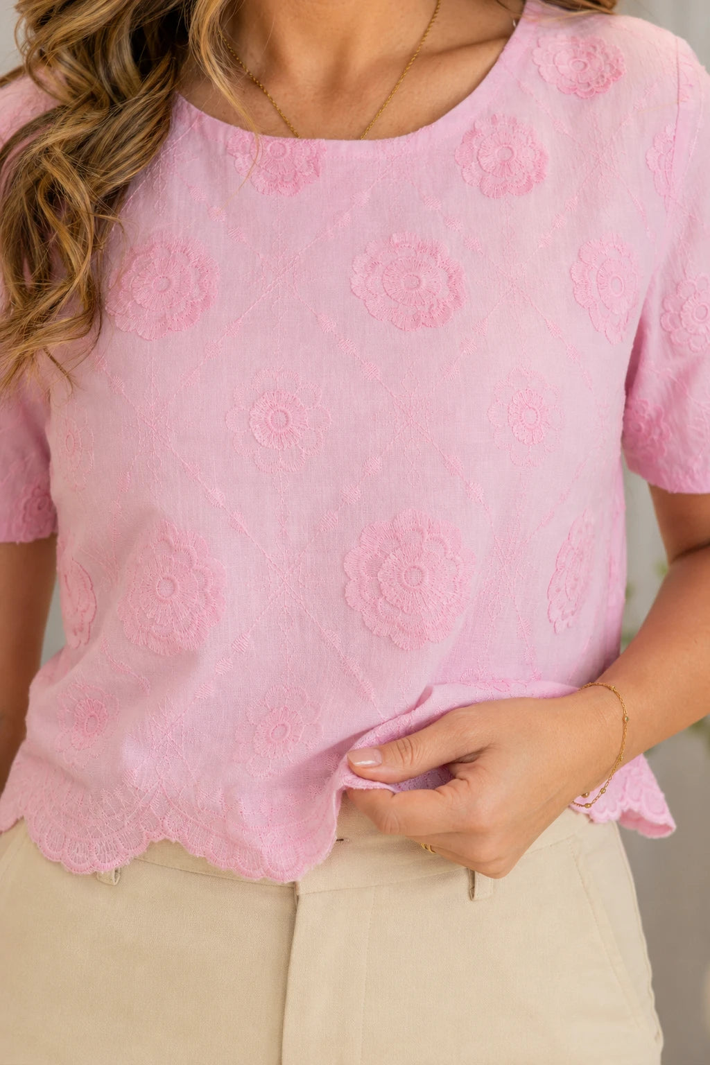 Blusa em Laise Fresca e Delicada Samantha Rosa