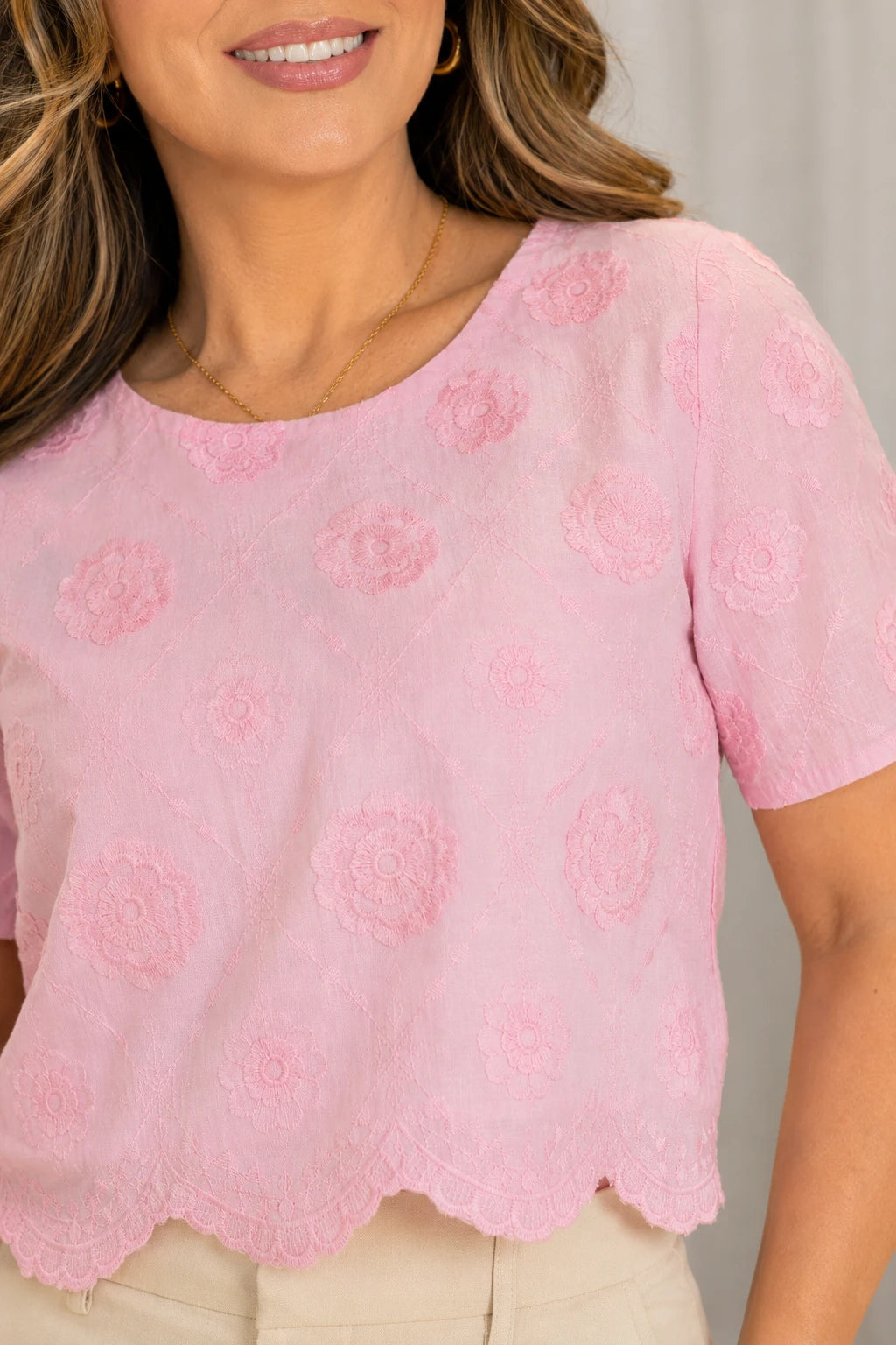 Blusa em Laise Fresca e Delicada Samantha Rosa