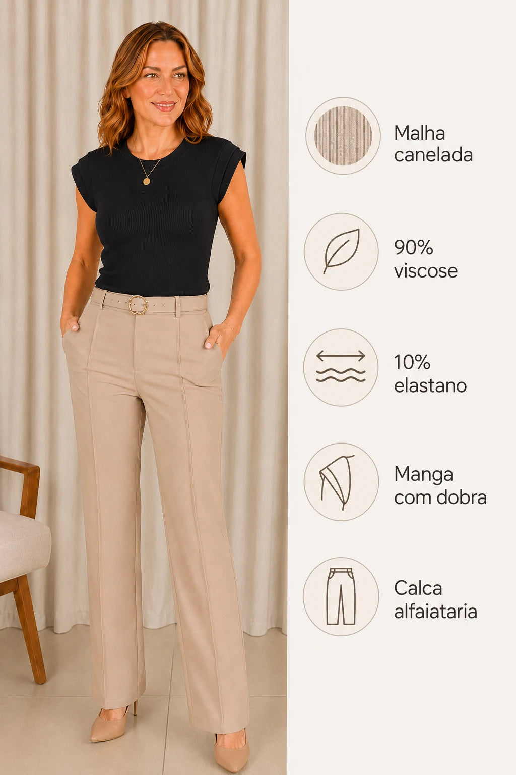 Blusa Malha Canelada Confortável Suzane Preta