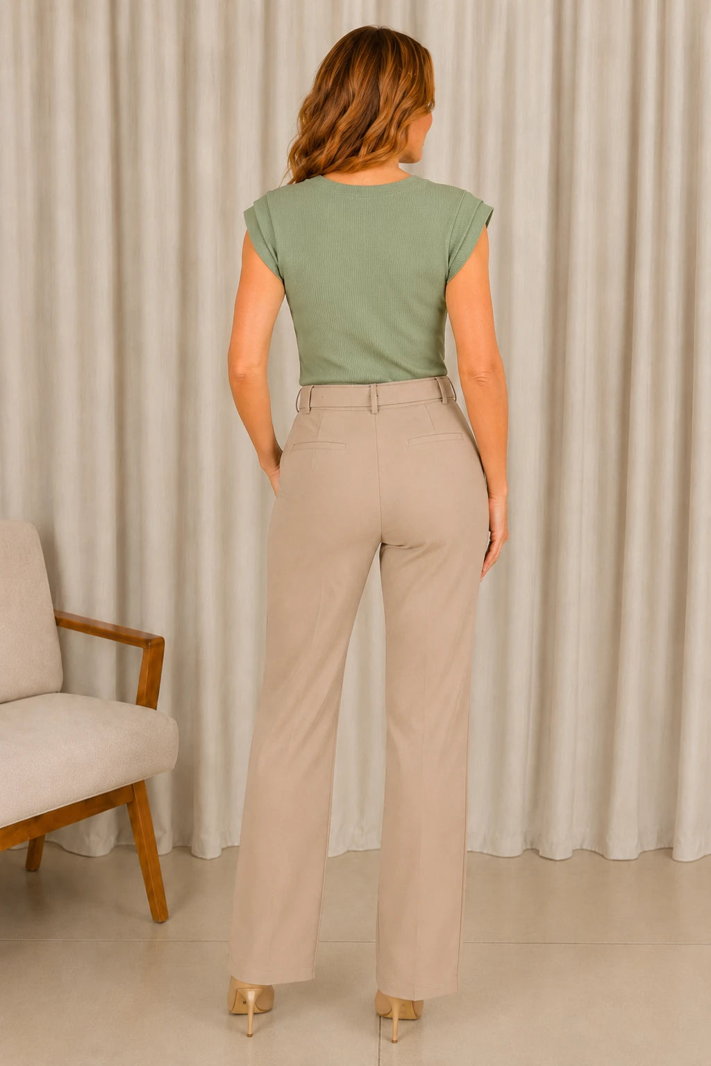 Blusa Malha Canelada Confortável Suzane Verde