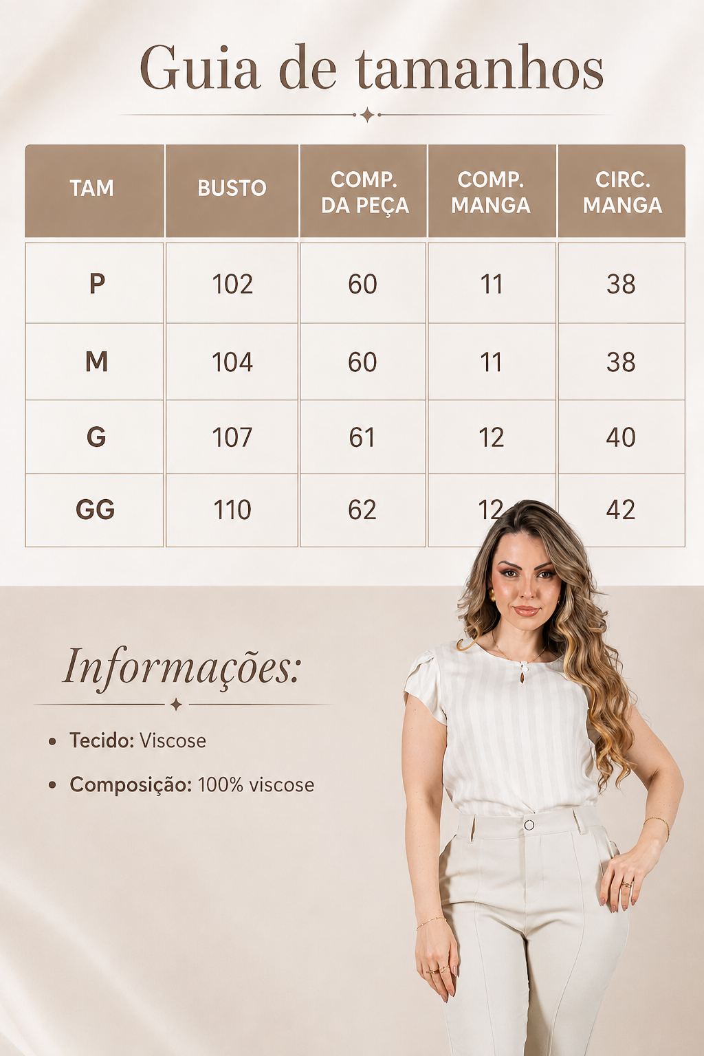 Blusa em Visco Rustic Listrada com Manga Transpassada Adriana Azul Claro