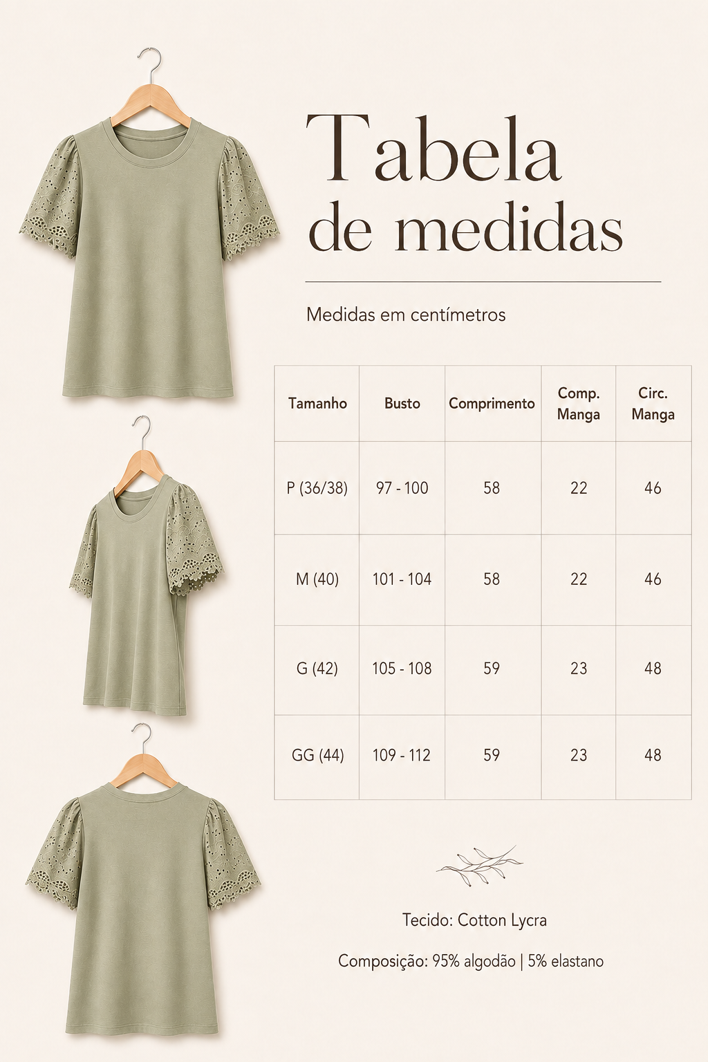 Blusa Cotton Lycra com Manga Delicada Leia Verde