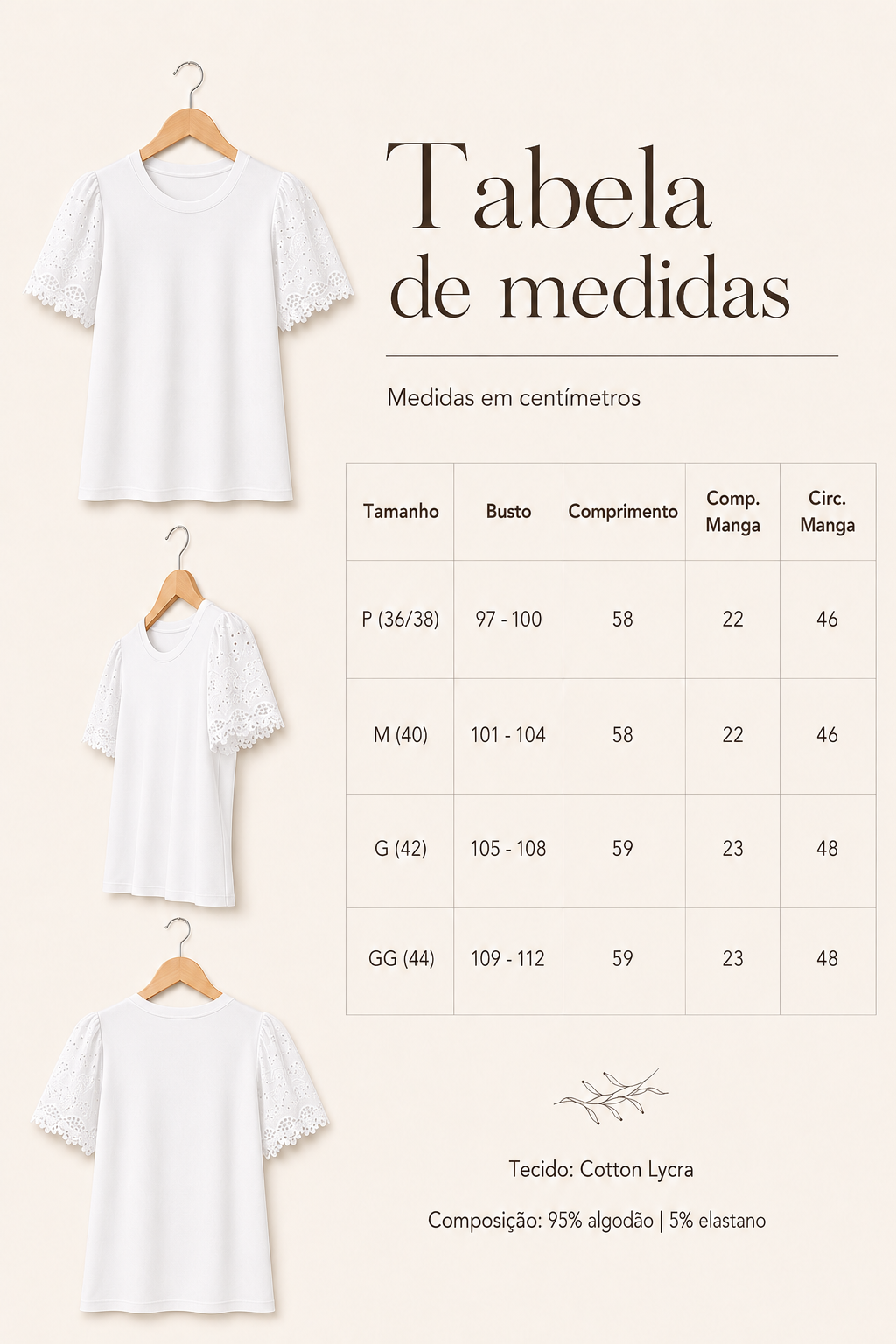 Blusa Cotton Lycra com Manga Delicada Leia Branca