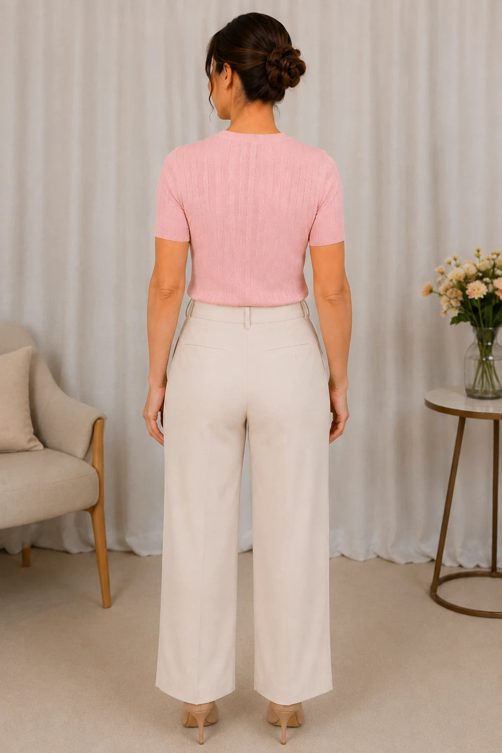 Blusa Manga Curta em Modal Canelado com Meia Gola Talita Rosa