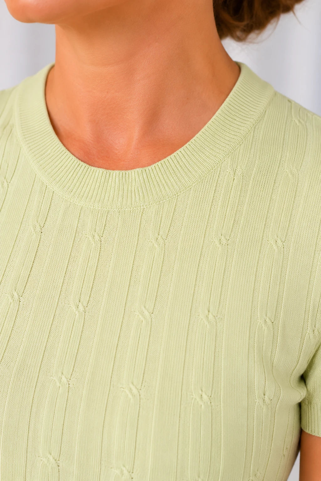 Blusa Manga Curta em Modal Canelado com Meia Gola Talita Verde
