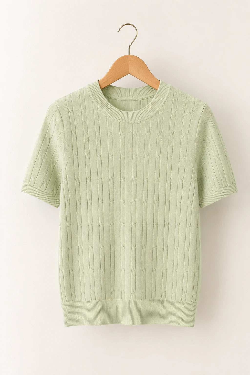 Blusa Manga Curta em Modal Canelado com Meia Gola Talita Verde