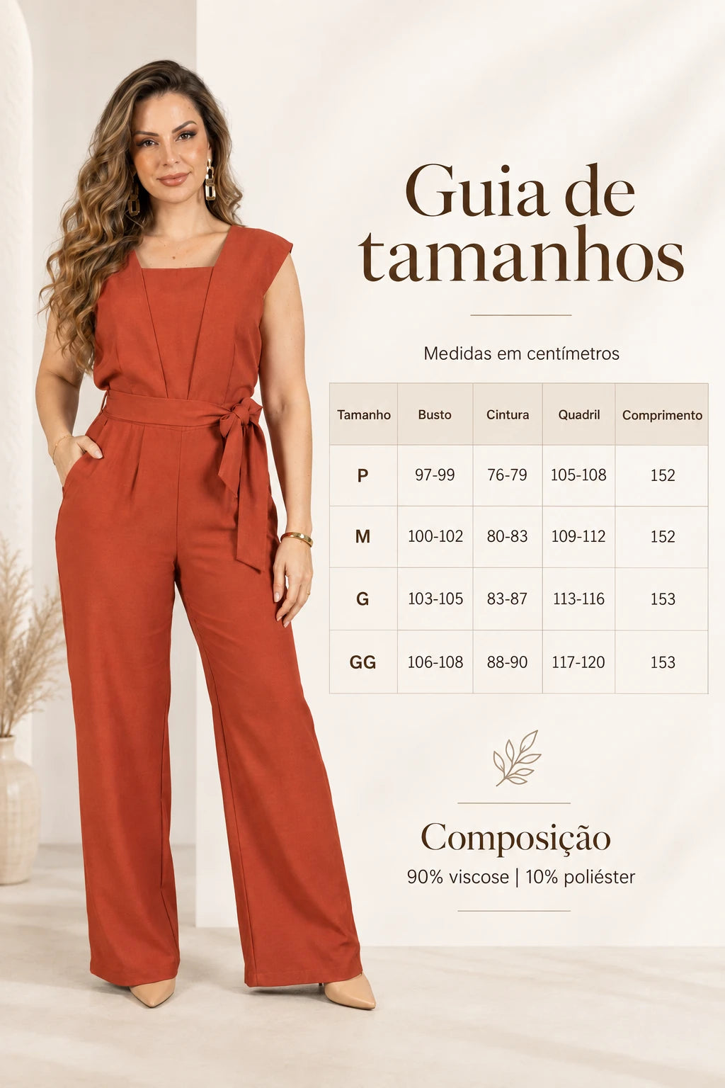 Macacão Confortável em Visco Urban Verônica Terracota