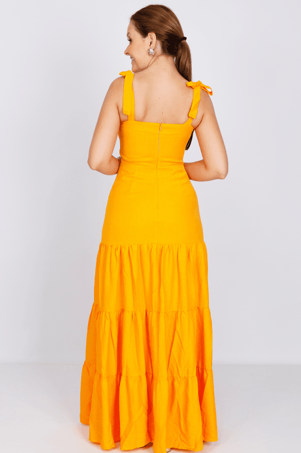 Vestido Midi Laço Alça Ágata Laranja - imporium